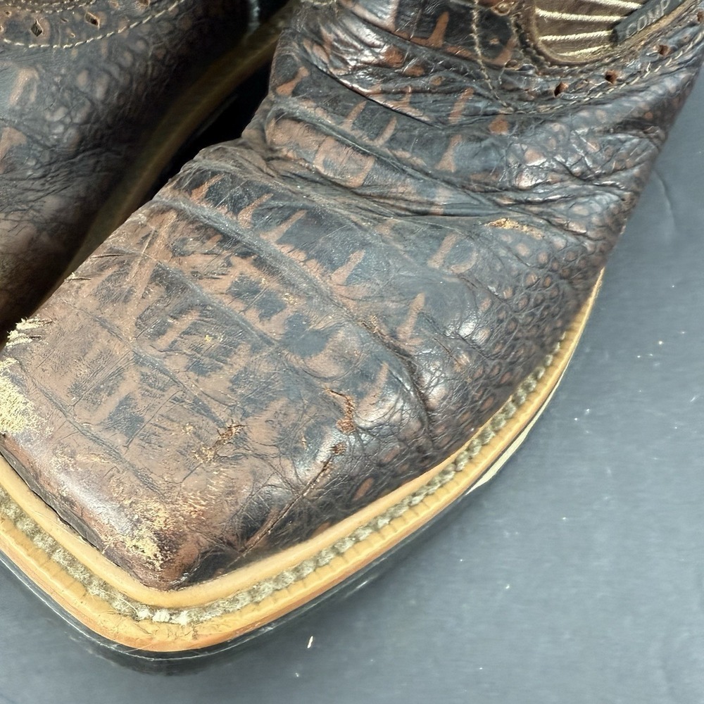 Justin Derrickman Brown Crocodile Print Comp Toe Work Boot Mens 9D Style WK4833 - Picture 3 of 16